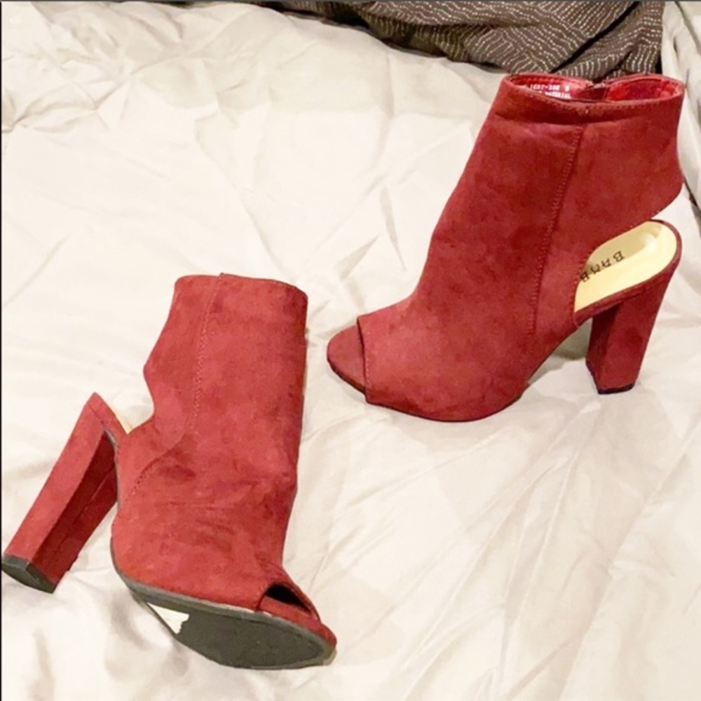 🤍 sexy Bamboo Burgundy open toe open back bootie